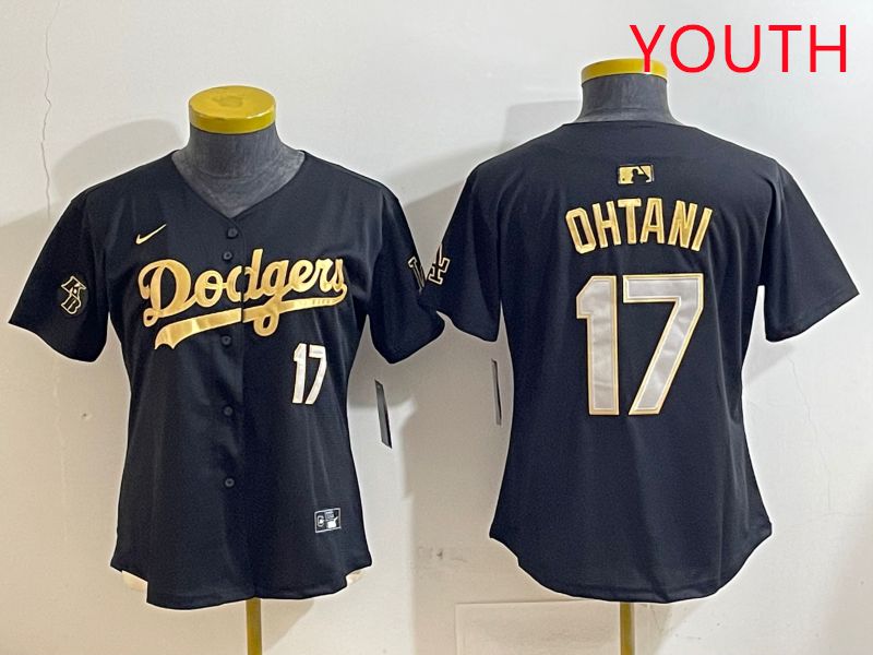 Youth Los Angeles Dodgers #17 Ohtani Black Gold Nike 2025 MLB Jersey style 4282->youth mlb jersey->Youth Jersey